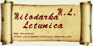 Milodarka Letunica vizit kartica